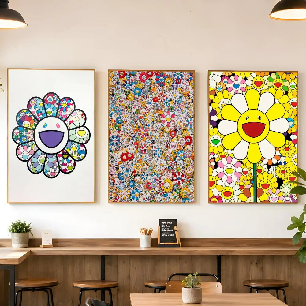 Trendy Art Sunflower Smiling Flower Murakami Takashi Poster Matte Wall Peel And Stick Decor Bedroom Living Room Office Dorm Home