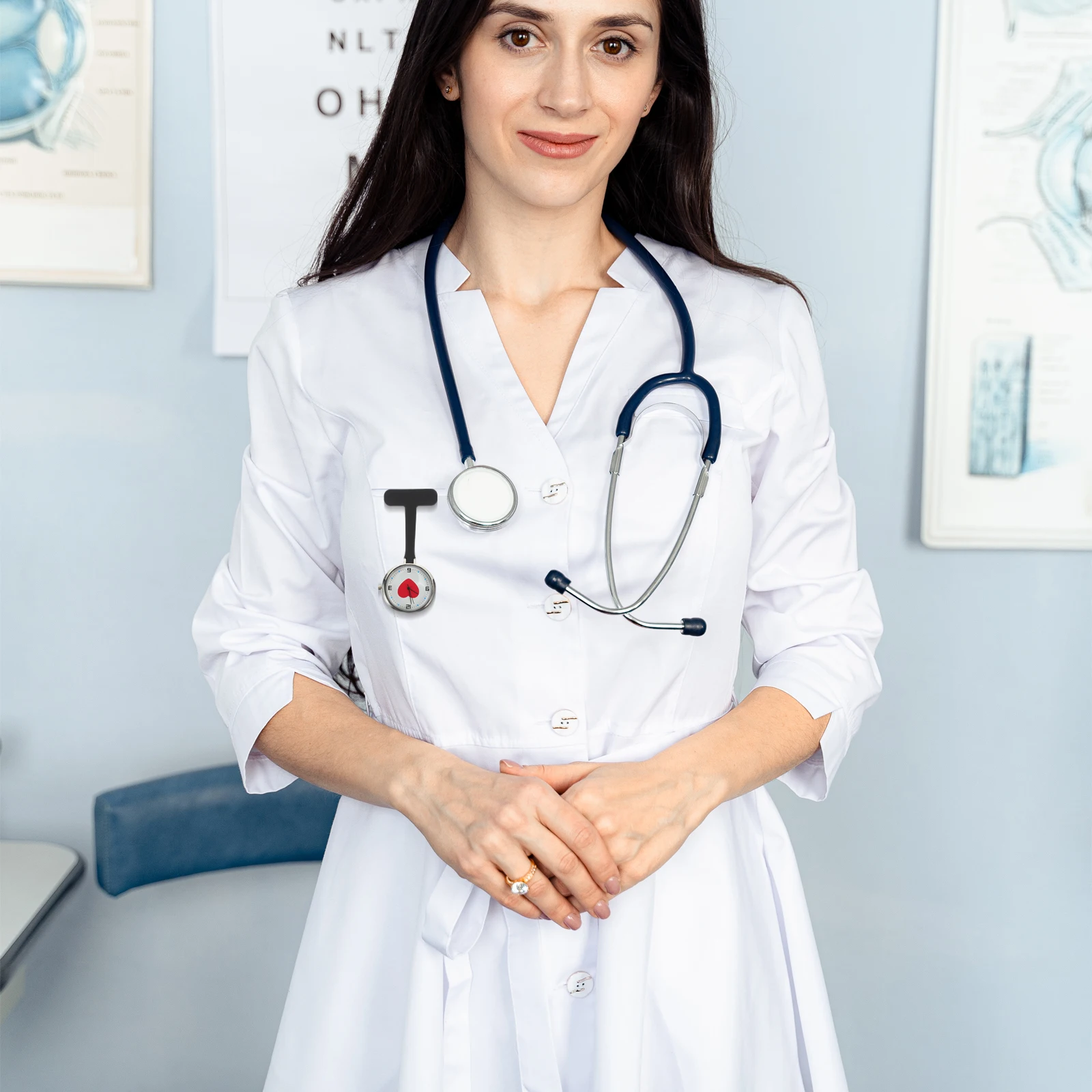 

Hanging Lapel Nurse Silicone Metal Quartz Movement Precise Timekeeping Durable Comfortable Healthcare Professionals Medical