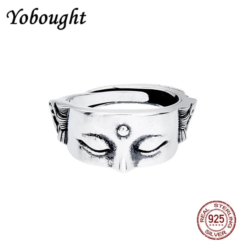 

NEW S925 Pure Silver Retro Three-dimensional Buddha Statue Ring Men's And Women's Fashionable Lucky Talisman