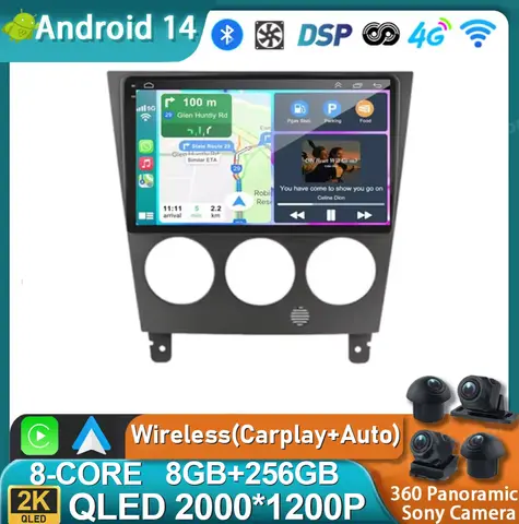 스바루 임프레자 WRX 2003 - 2007 2K QLED 안드로이드 자동차 라디오 멀티미디어 비디오 플레이어, GPS 스테레오 카플레이, 4G 헤드 유닛, 안드로이드 14