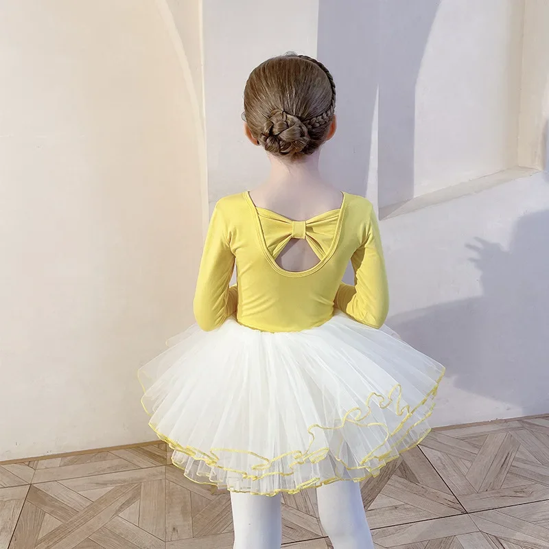 Ruffle Long Sleeve Jumpsuit Multi Layer Leotard for Girls Gymnastics Clothes Sparkle Shine Tutu Skirt Artistic Skating Mesh New