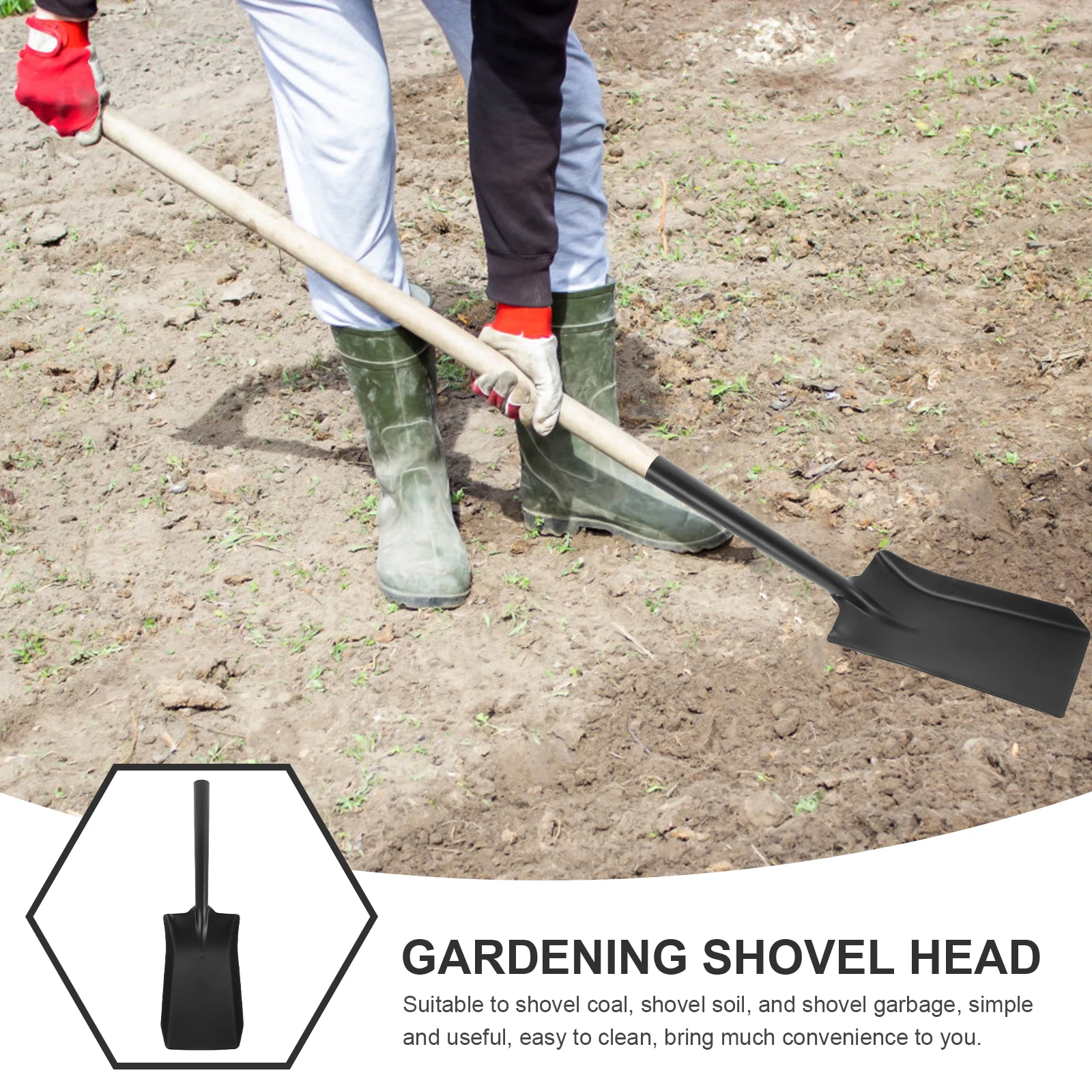 

Iron Square Shovel Garden Tool Durable Small Spade Soil Transport Snow Removal Outdoor Ice Breaking Portable Yard Scoop