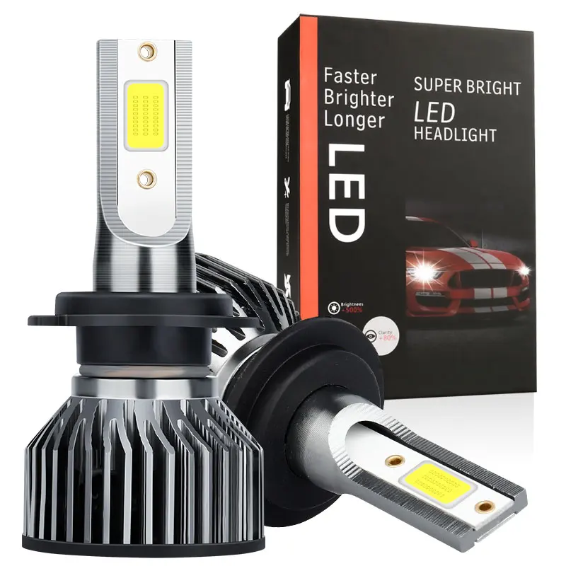 H4 H7 Led Car Headlight Bulb H11 H3 HB3 HB4 HIR2 9005 9006 9012 Turbo Fan Auto Fog Light COB Chip Led Running Lamp 6000K lampada