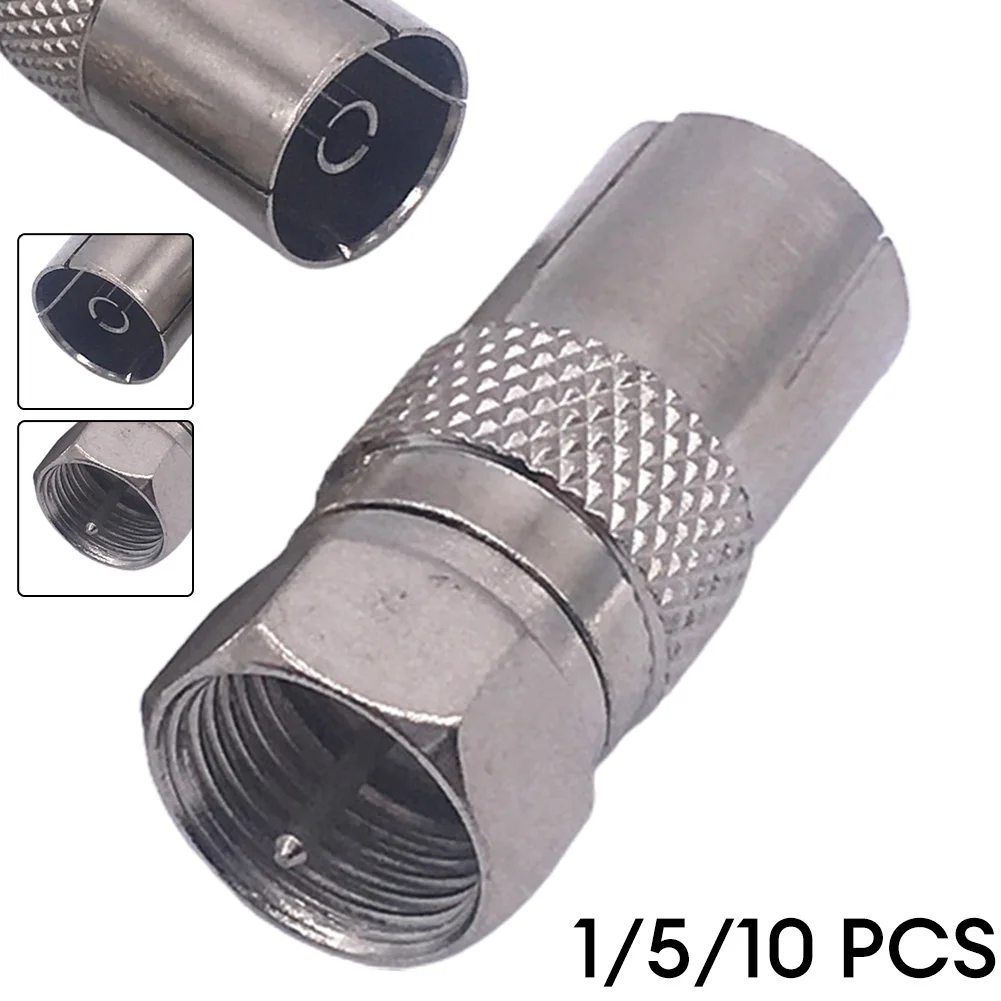 F Male To TV9.5 Female Cable Zinc Alloy Connector TV Set Top Boxes Connector Adapter Antenna Singals Electric Accessories