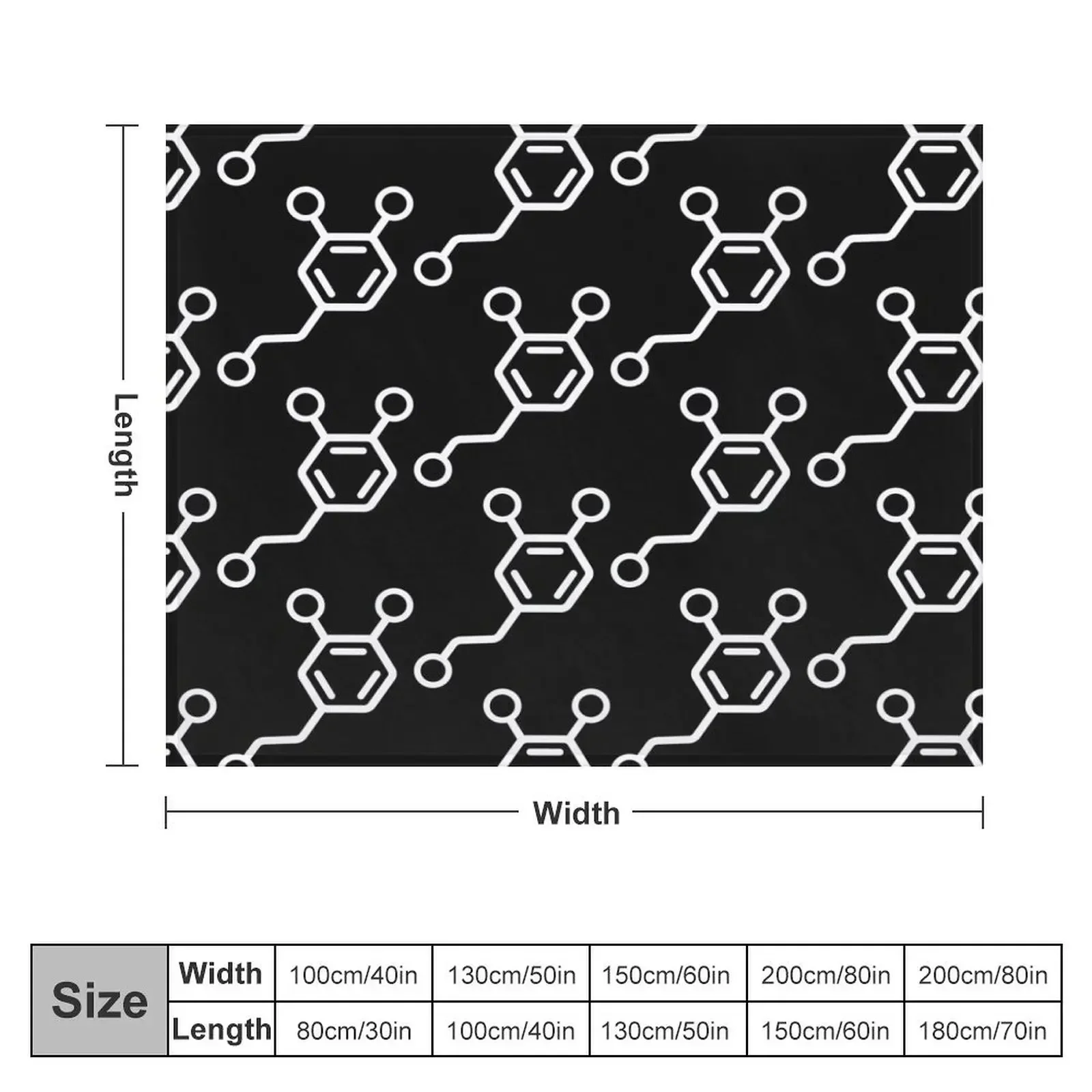 Big White Dopamine Molecule Pattern Throw Blanket Thin Flannel Blankets