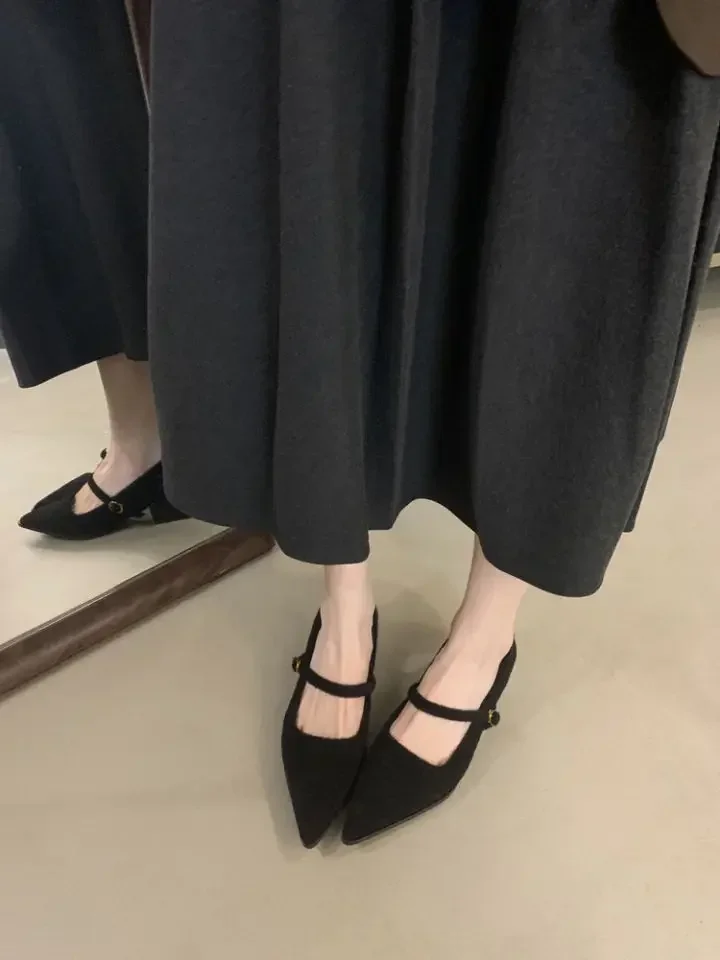 Fashion Pointed Toe Fleece Flet Ballet Shoes Woman Autumn Winter Warm Wool Mary Jane Shoes Ladies Elegant Plush Pumps 2025