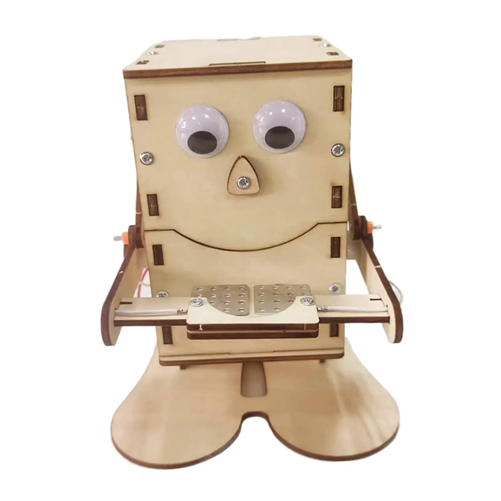Kids Wooden Piggy Bank Robot Coin Eater Bank for Money Collection DIY Educational Toy Science Experiment Kit for Children