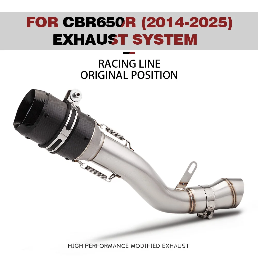 

CB650R CBR650R CBR650F CB650F 2014-2025 выхлопная труба мотоцикла гоночная производительность нержавеющая сталь 60 мм среднее звено трубы линия побег