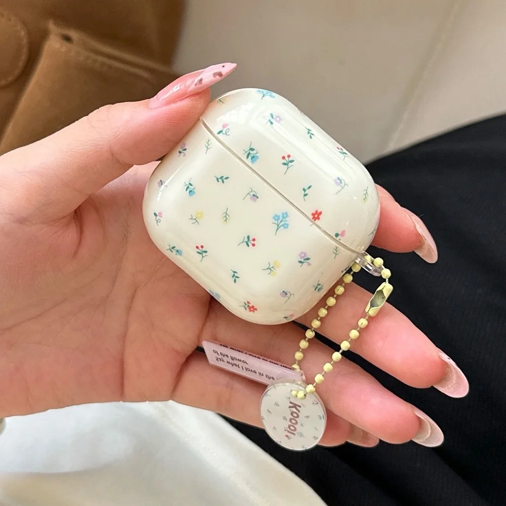 الكرتون لطيف اللون زهرة لامعة سيليكون حقيبة سماعة الاذن ل AirPods Pro 2 مع قلادة ل AirPods 4 3 2 1 لينة غطاء حلقة رئيسية #1