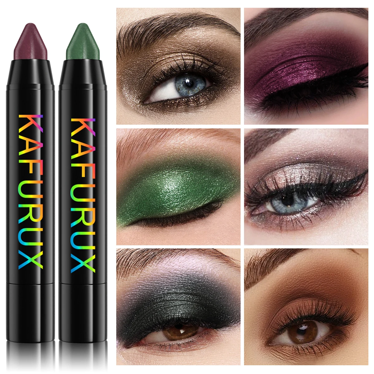 6pcs Colorful Pearlescent Glitter Eyeshadow Set Green Blue Eyeliner Pencil Waterproof Matte Nude Eye Shadow Eye Makeup  Long Lasting Shimmer Highlighter Pen Too Eye Cosmetic Giftsl