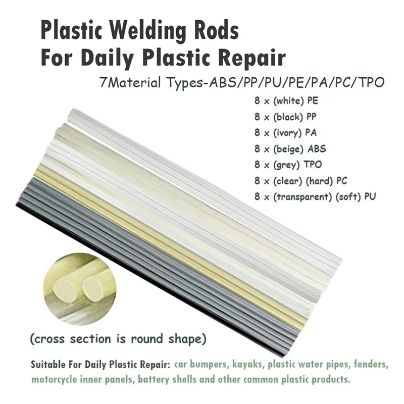 قضبان لحام بلاستيكية لمصد السيارة ، قوارب الكاياك مع شبكة تقوية من الفولاذ المقاوم للصدأ ، طقم إصلاح يومي ، صيحات