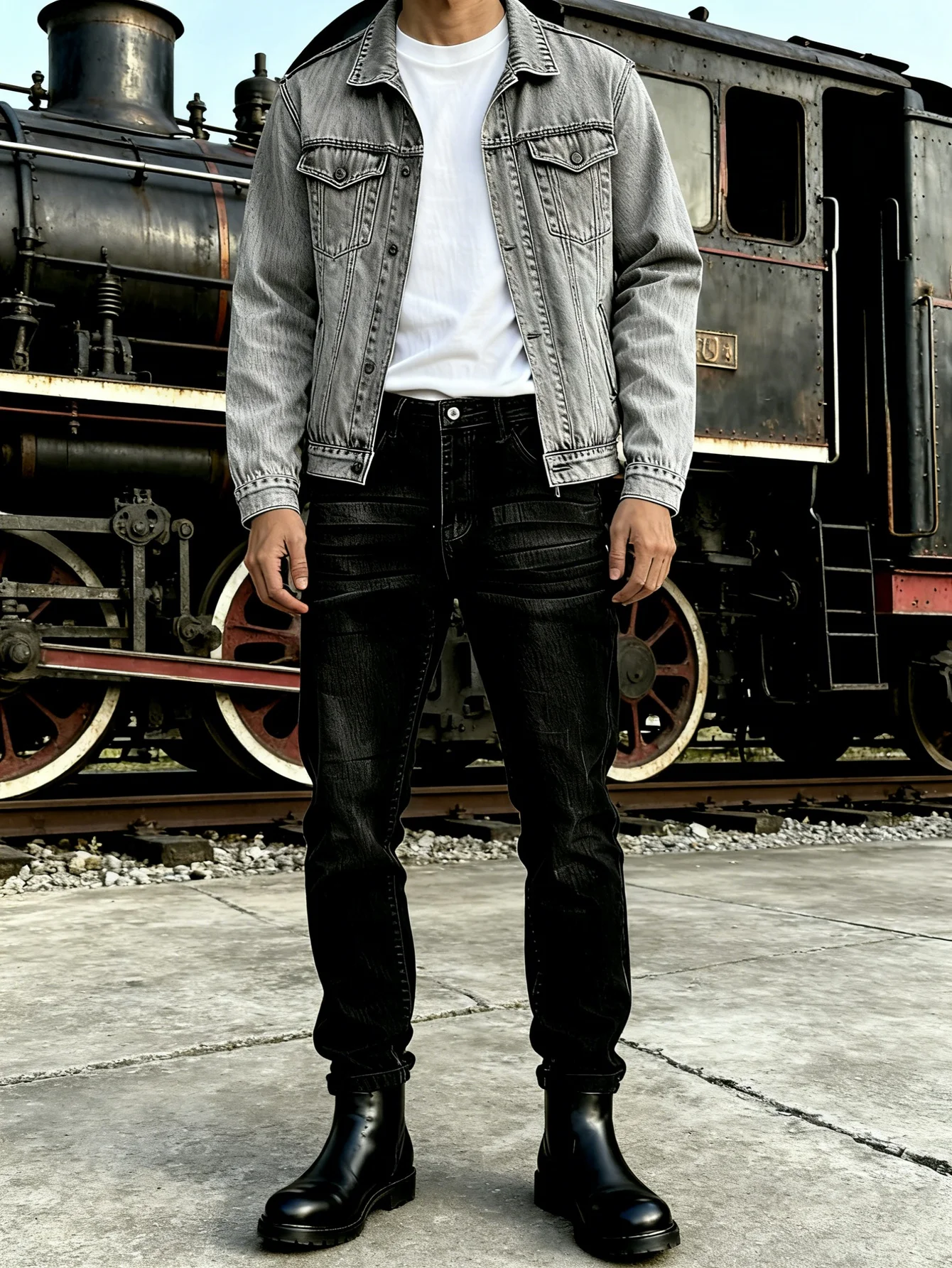 

Contemporary Black Men's Slim Jeans For Man Original Y2K Drip Daily Denim Pants No accessories or belts included