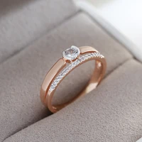 Kinel – bagues de luxe en Zircon naturel pour femmes, or Rose 585, argent, réglage mixte, Design mince, bijoux de mariage quotidiens pour mariée 5