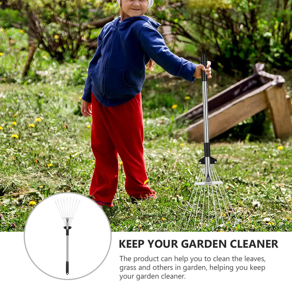 

Telescopic Leaf Adjustable Metal Garden Rake For Yard Retractable Shrub Rake Tool Carbon Steel Strong Durable Garden