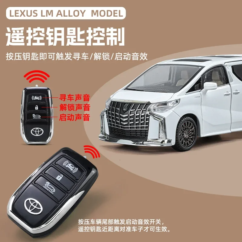 1:24 Toyota Alphard MPV Diecast Toy Car Model Vehicle Miniature Pull Back Sound & Light Doors Openable Collection Gift Boy C369