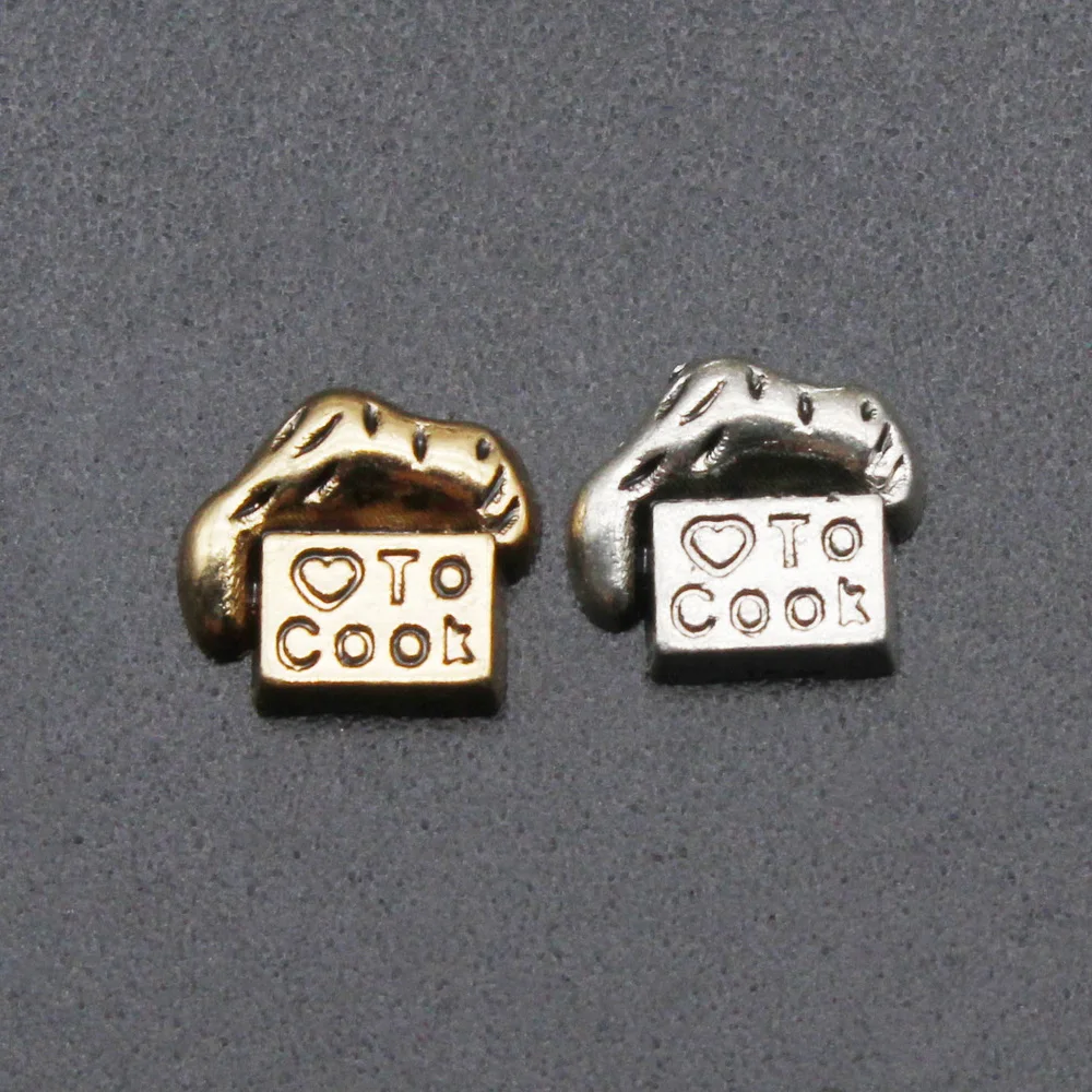 New Arrive 20pcs Chef Hat Love To Cook Floating Charms Living Glass Memory Lockets Bracelet Pendants Diy Jewelry Accessory