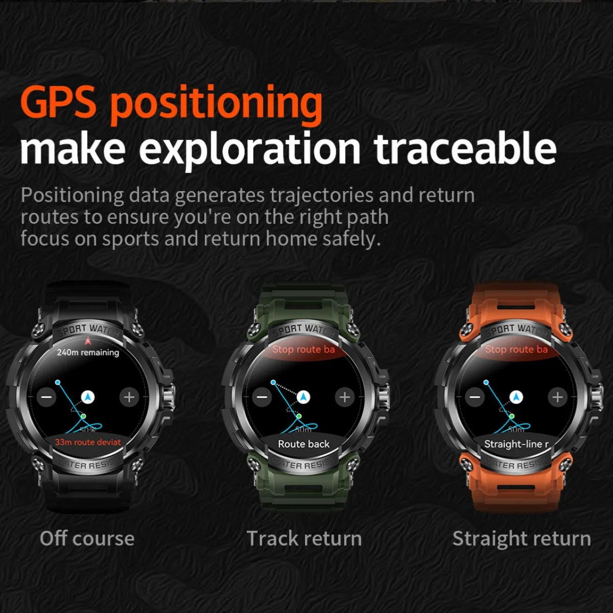 VWAR ARMOR GPS Smart Watch voor heren Sync Strava & Apple Health Ingebouwde zaklamp Kompas Barometrische hoogtemeter AMOLED Smartwatch