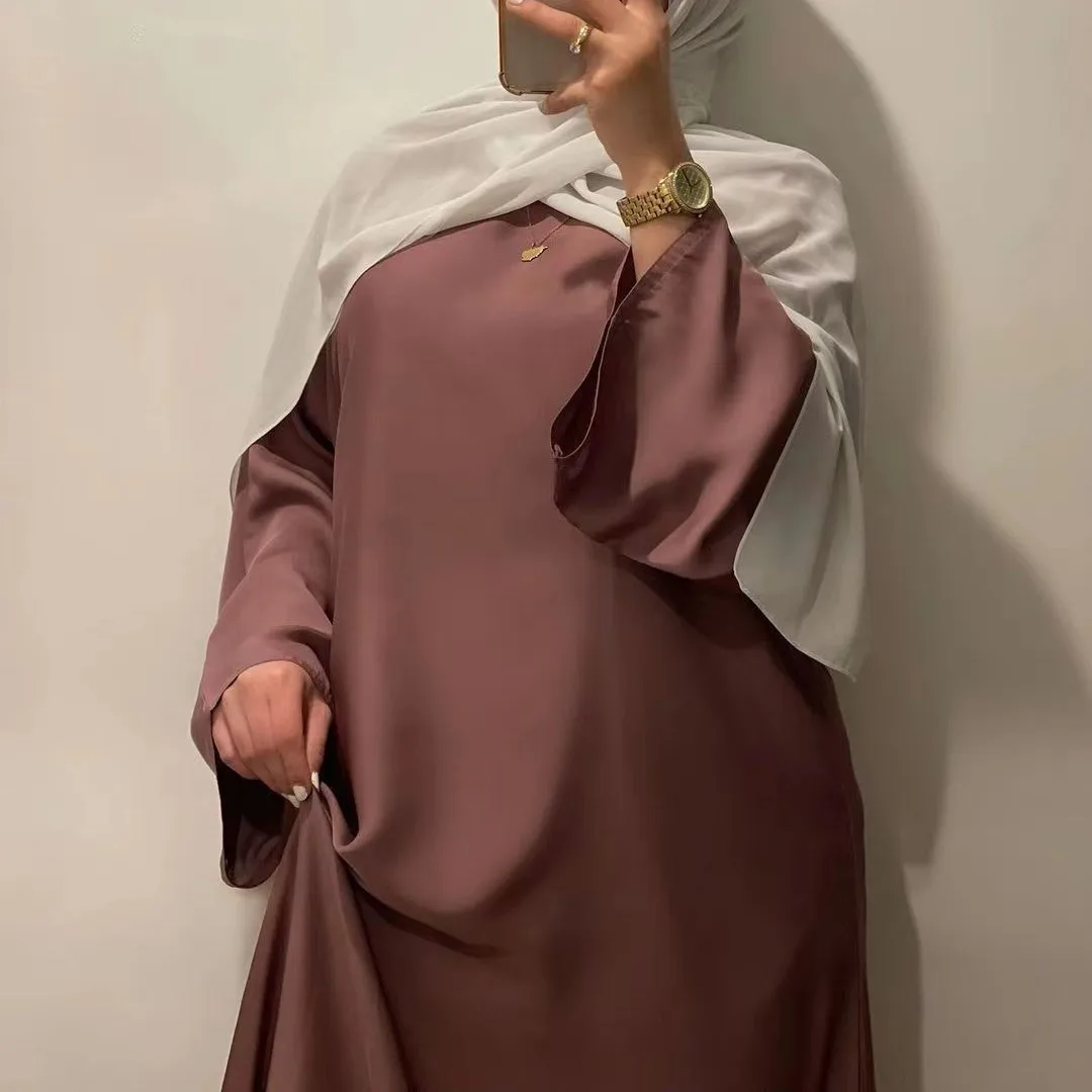 Dubai Abaya Muslim Dress for Women Ramadan Jibab India Satin Arab Abayas Turkey Eid Robe Musulman Long Dress Islamic Clothing