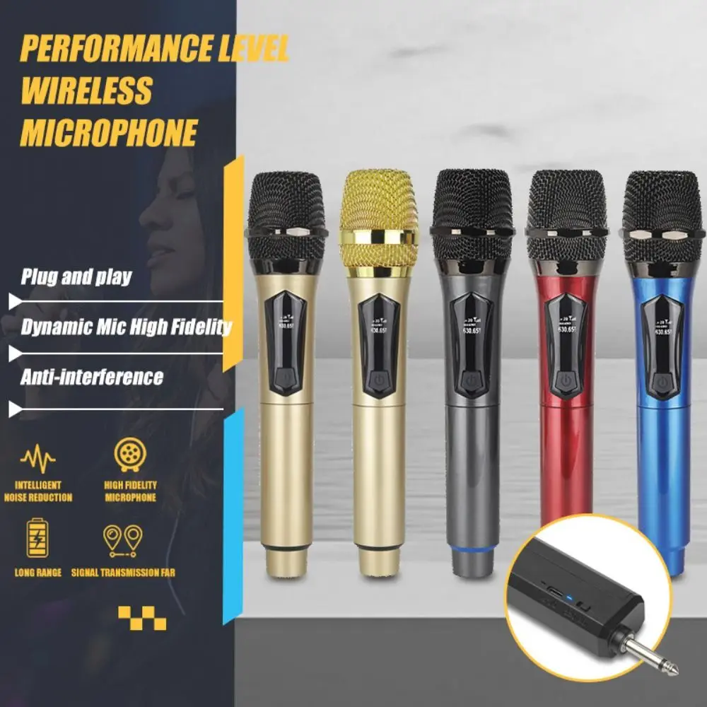 

Rechargeable Wireless Microphone High Quality Anti Howling Handheld Microphone LED Display Power Switch Dynamic Microphone