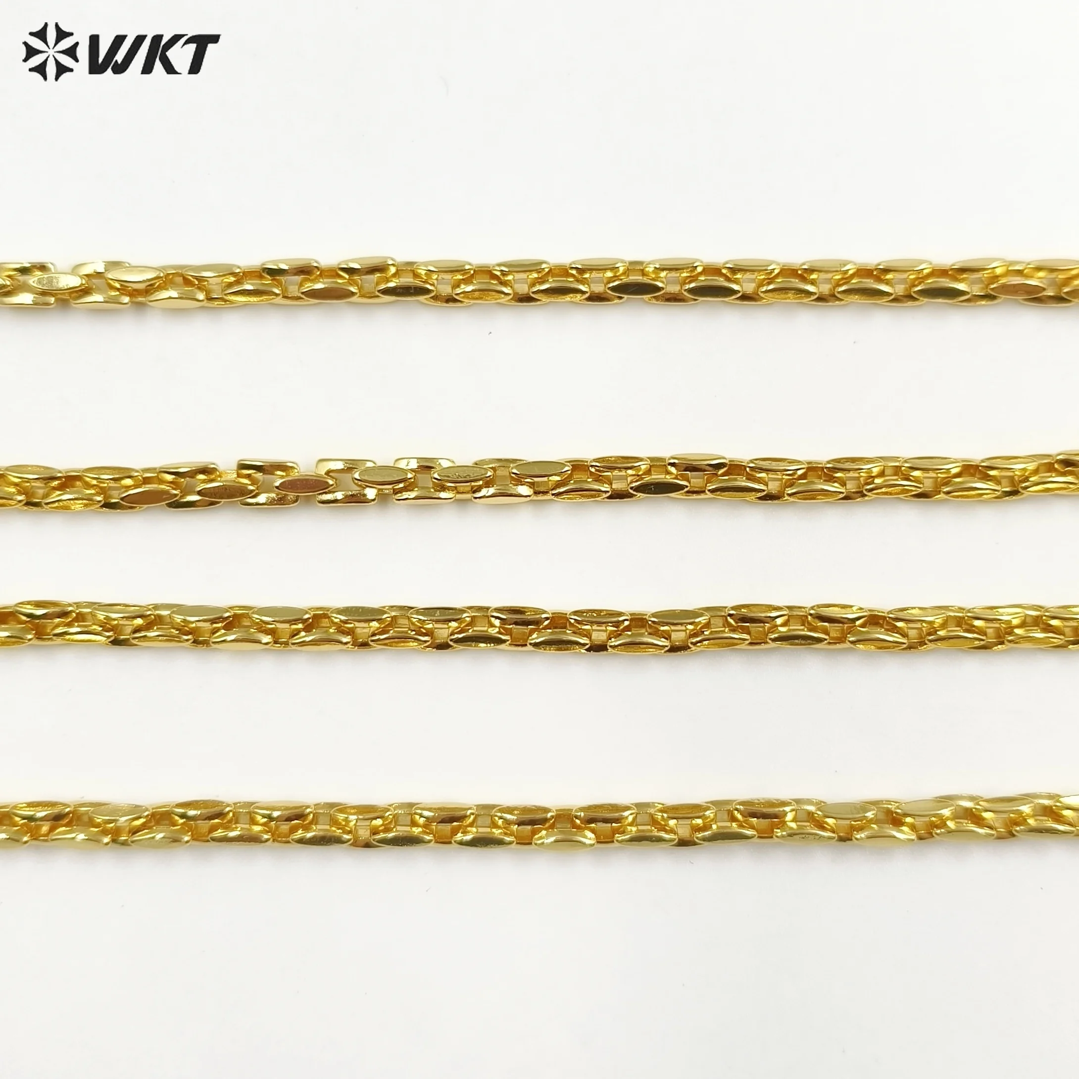 WT-BFN023 WKT Vintage Gold Tone Solid Metal Collar Chain Gold Plated Choker Necklace Hip-hop Punk Necklace for Men Women