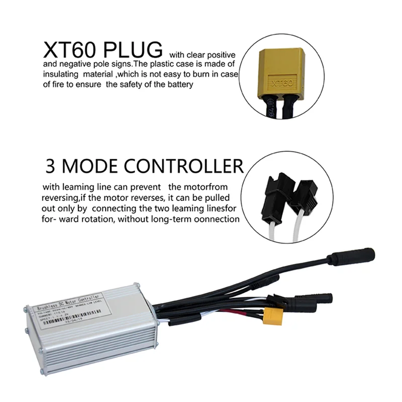 AA26P Ebike Controller 24V36V48V-17A Ebike Kit Electric Bicycle Scooter Sine Wave Three-Mode Electric Bike Modification Parts