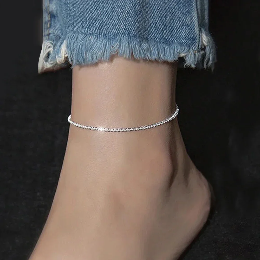 Starry Cauliflower Chain Anklet 10PCS Long Bracelet Bling Accessories Gold Color 316L Stainless Steel Never Fade Chains on Foot