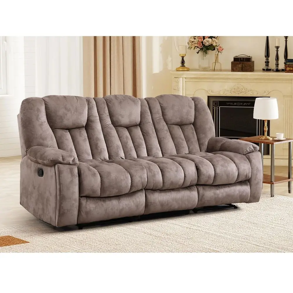 

Reclining Sofa for Living Room, Extra Wide Modern Overstuffed 3 Seat Recliner Manual Sofa Chair with Hidden Armrest Cup Holders