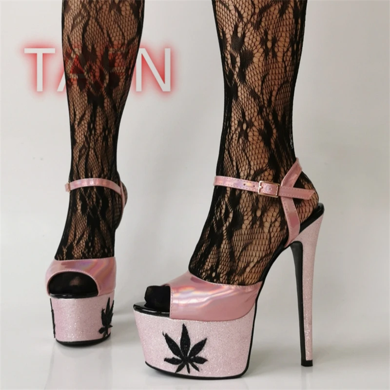 

Luxury Platform Glitter Sandals for Women Sparkly Mixed Color High Heel PVC Strap Sandals Summer Party Evening Shoes Big Size 47