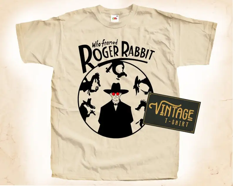 

Who Framed Roger Rabbit V2 T shirt Tee Natural Vintage Cotton Movie Poster Beige All Sizes