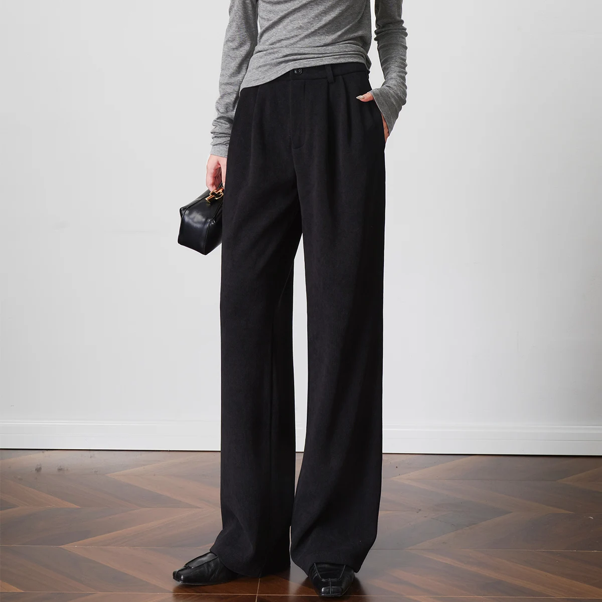 OLrain Women Fashion Pants Solid Straight Long Pants 2025 Autumn New in Casual Basics Loose Trousers Female Clothing O57QK001262