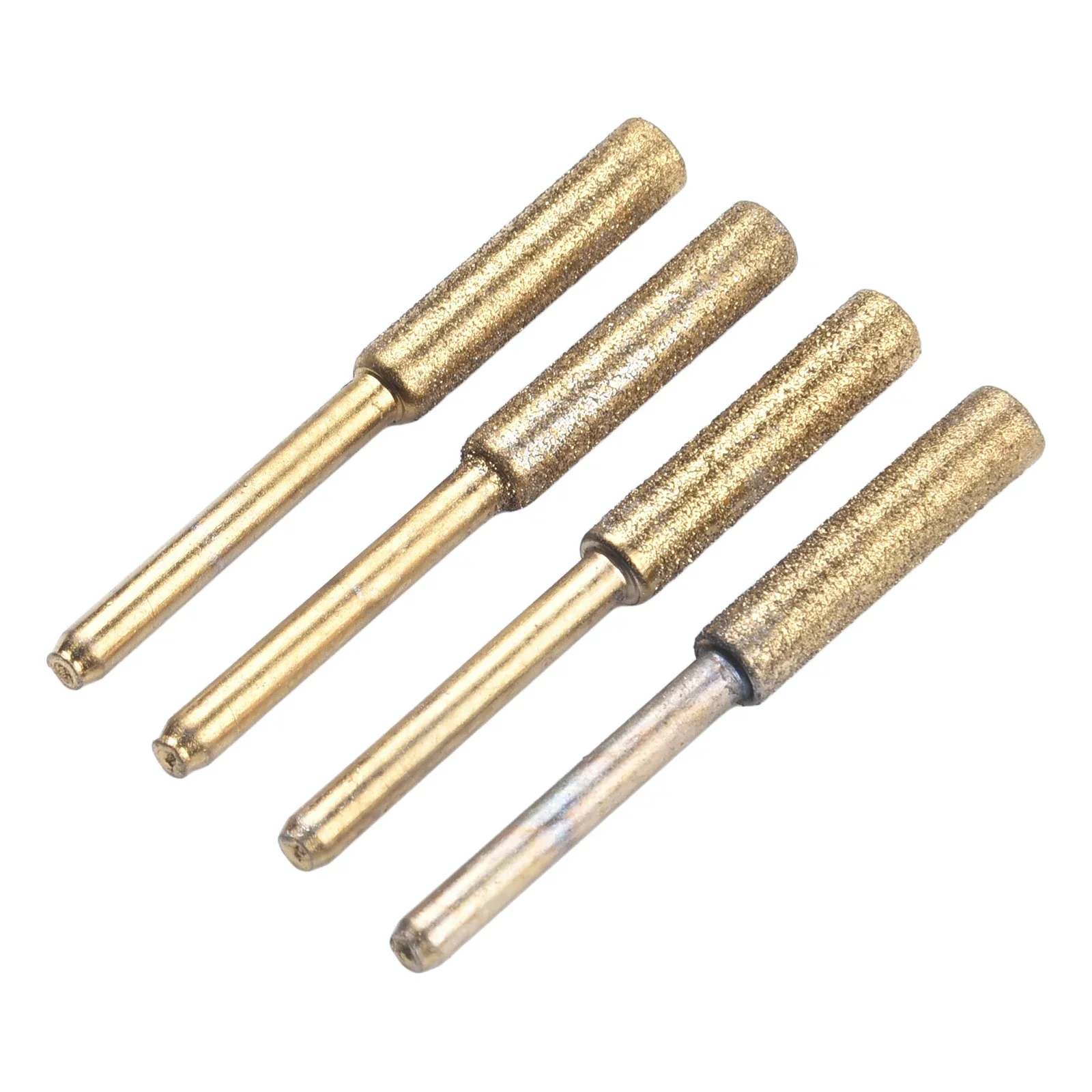 4pcs Diamond Coated Cylindrical Burr Chainsaws Sharpener 4/4.8/5.5mm Grinding Head For Hand Crank Chainsaw Chain Sharpening