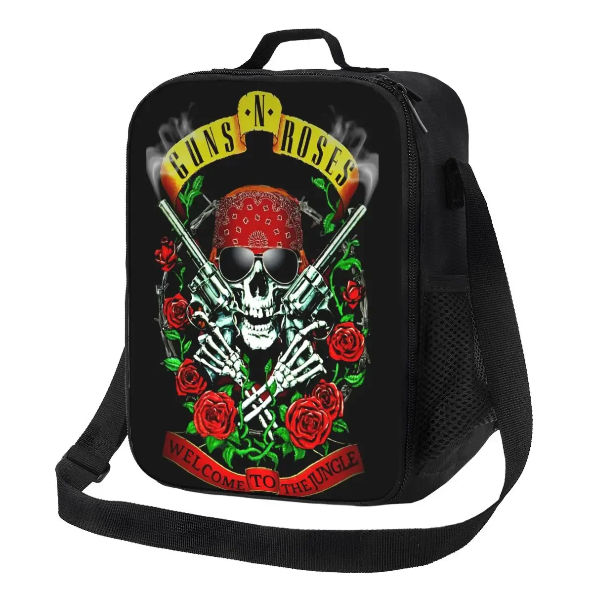 Fiambrera con logotipo de Guns N Roses, bolsa de almuerzo informal Rock, bolsa térmica portátil con cremallera, bolsa enfriadora con estampado