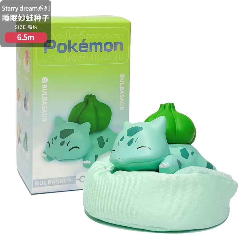 6pcs/set Pokemon Figure Sleeping Anime Characters Starry Dream Pikachu Bulbasaur Series Car Interior Hand Position Toys Gifts