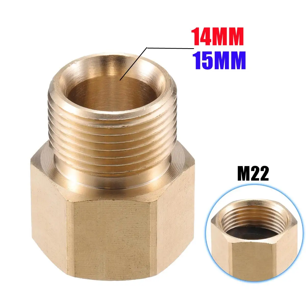 Adapter M22 Famale auf M22 Außengewinde 14mm/15mm Loch für Hochdruckreiniger Pistole Anschluss Schlauch Düse