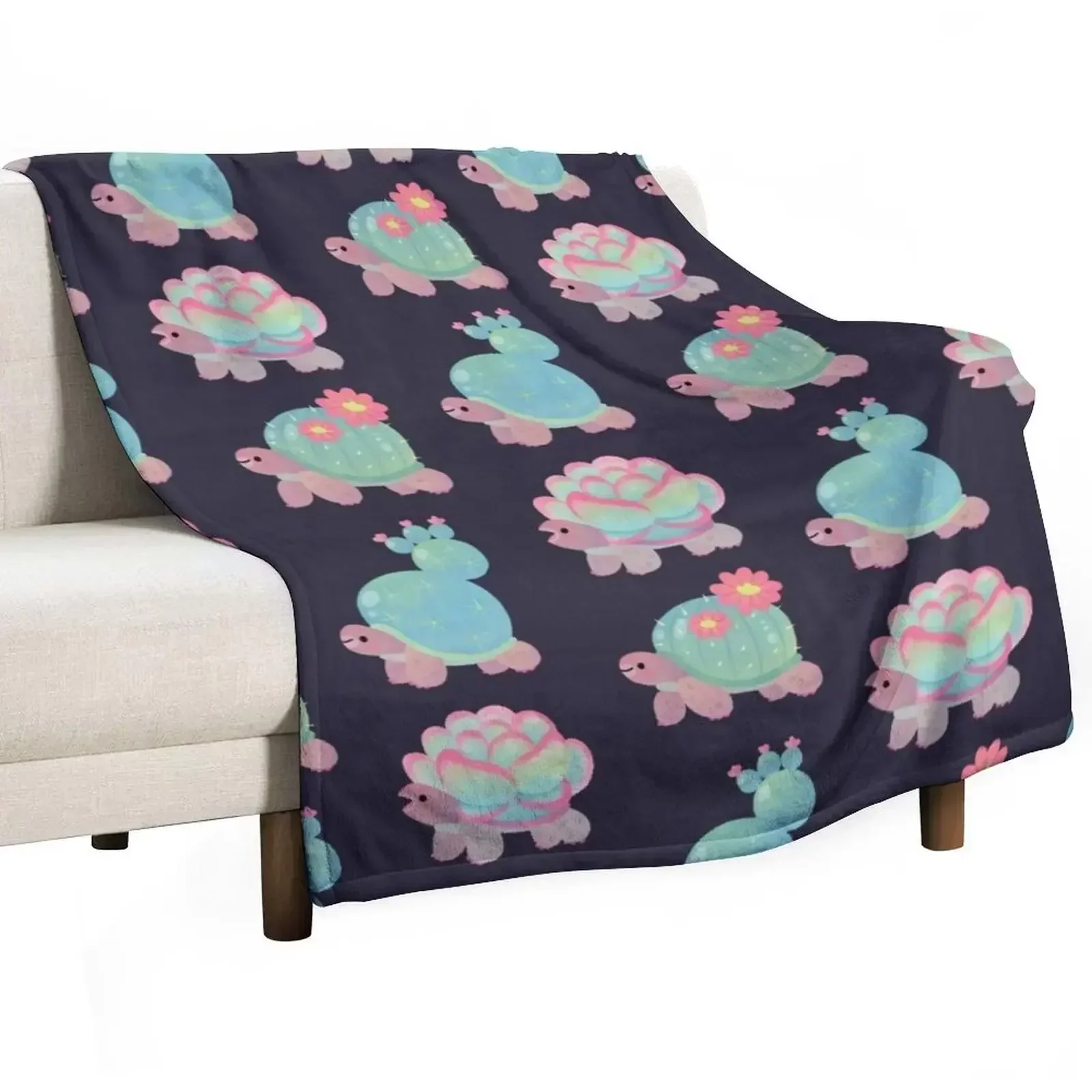 

Cactus tortoise Throw Blanket Wrinkle Resistant Lightweight Blanket