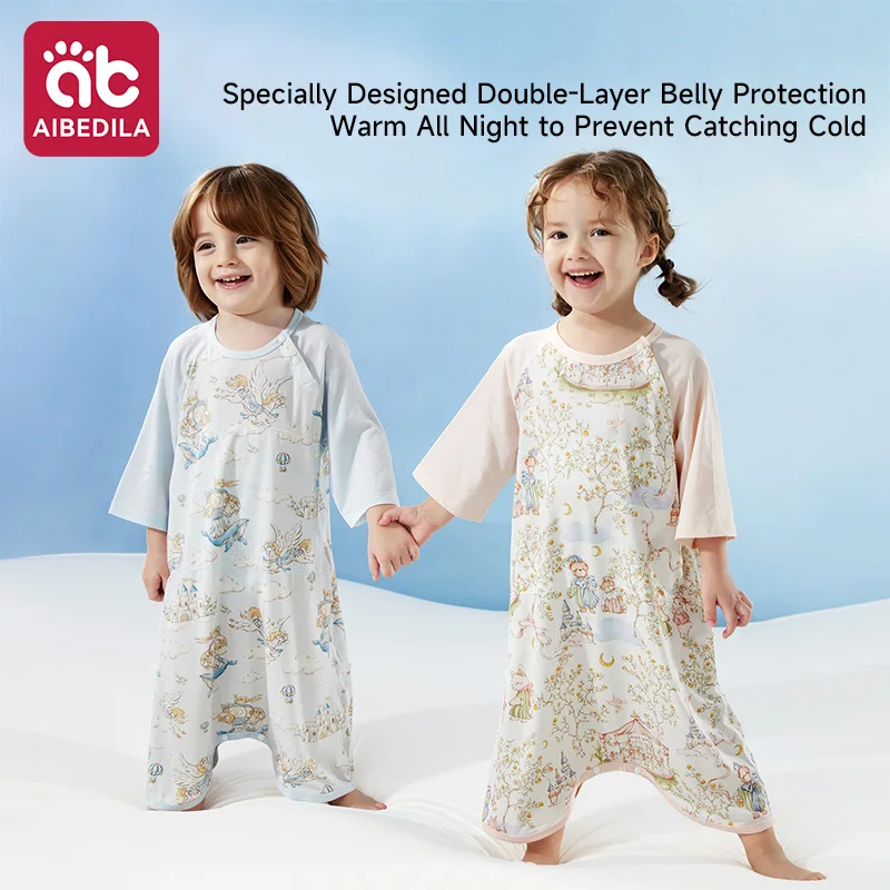 AIBEDILA Class A Modal Baby Sleep Sack Summer Thin Newborn Nightgown All Season Toddler Anti-Kick Sleeping Jumpsuit