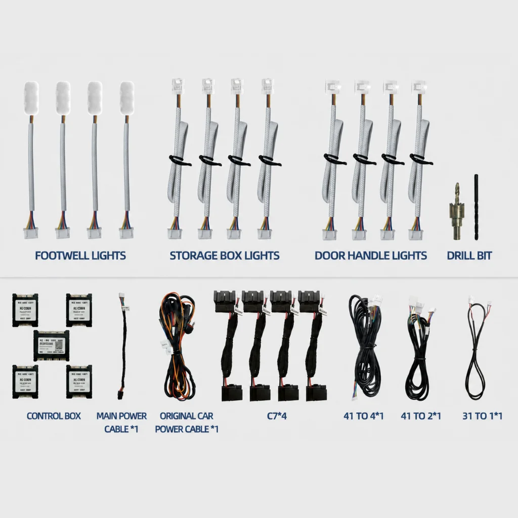 NEW   A4 B8 2009-2015 Interior Ambient Light Kit 64 Color APP Control LED Atmosphere Lamp 1:1 Mold Trim Full Set CE RoHS