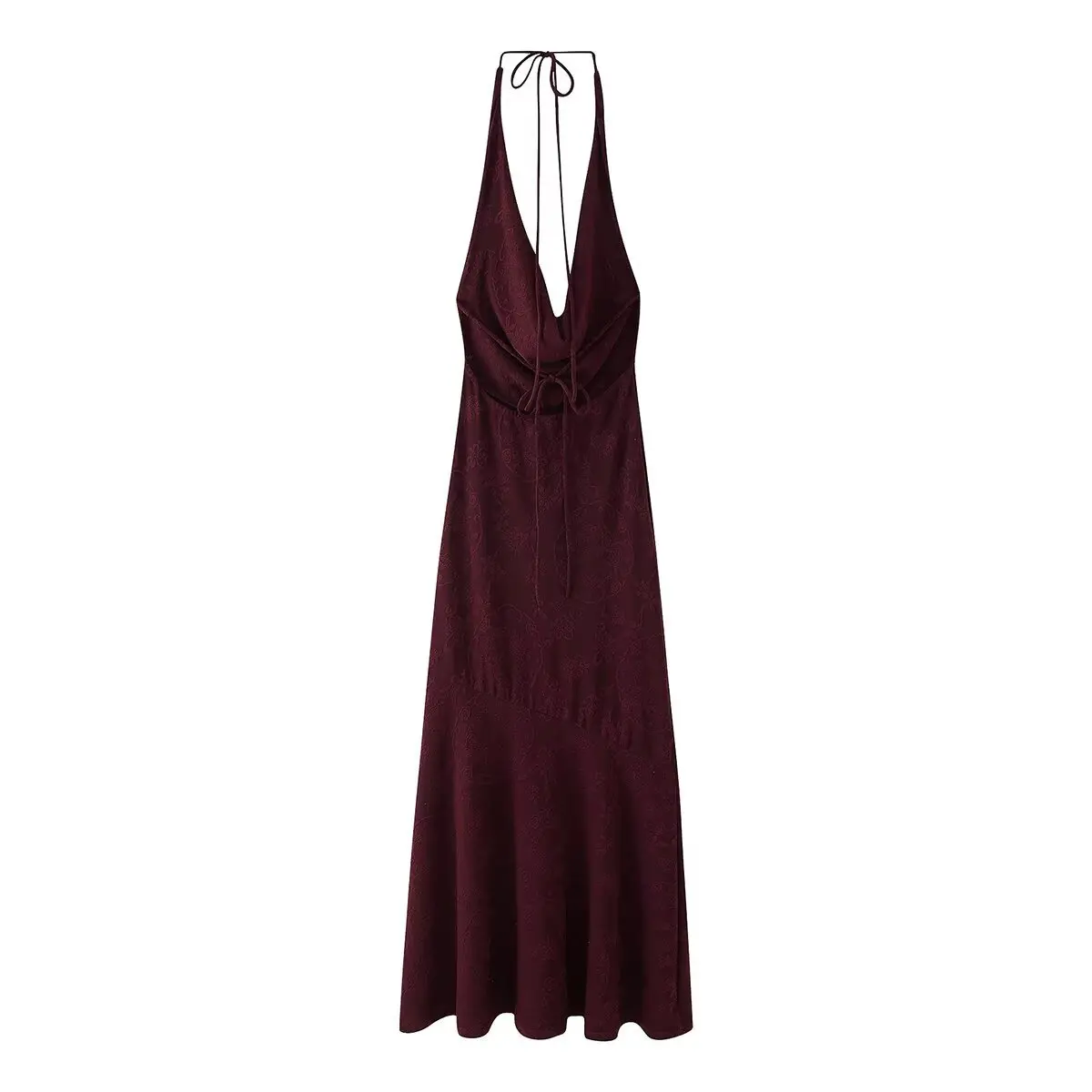 Robe mi-longue en jacquard à lacets pour femme Sexy dos nu taille haute couleur unie élégante robe de soirée printemps été Nouveau haut chic féminin
