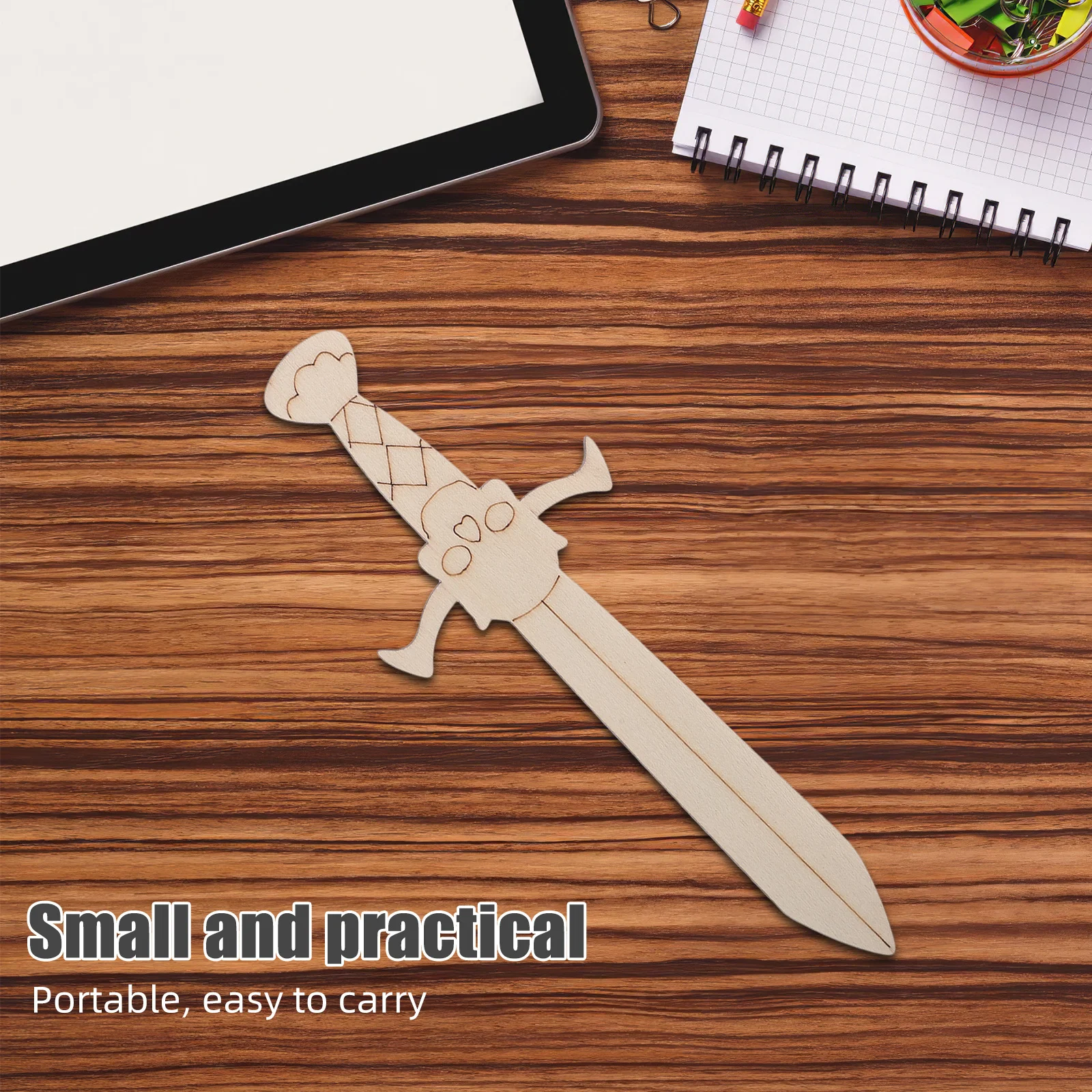 Épée de Pirate en bois, artisanat, bricolage, tranches de bois inachevées à peindre pour enfants, peinture, ornements suspendus, décorations de fête, 20 pièces