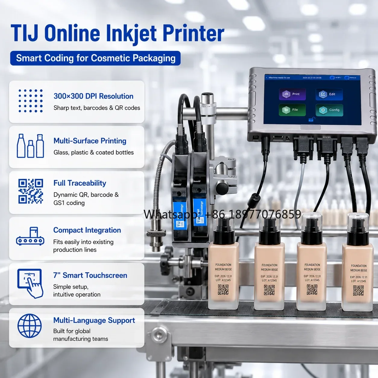 T260e Industrial Thermal Inkjet Printer Docod Food Safe Ink Coding Machine For Frozen Snack Beverage Pharmaceutical Packaging