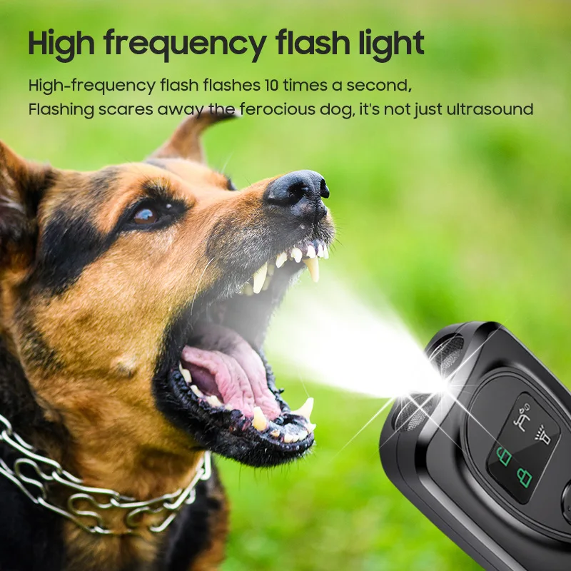 Double Head Ultrasonic Dog Repeller &Trainer, Portable Anti-Barking Device with LED Flashlight, Safe for Repelling Dogs and Cats