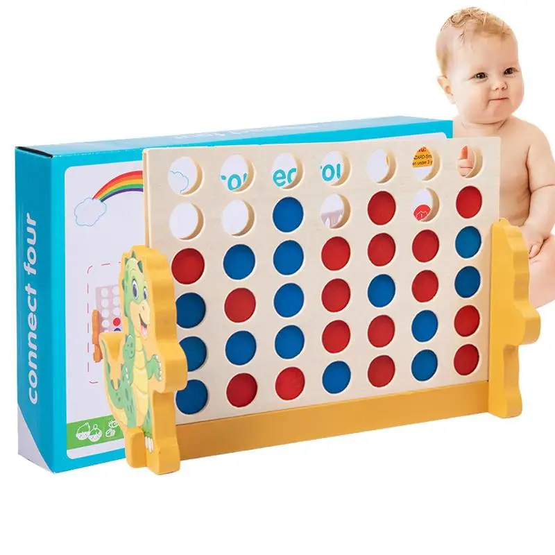 Wooden Connect Board Game Portable Line Up 4 Game Classic Strategy Family Fun Toy Wood Connect Game For Kids And Adults