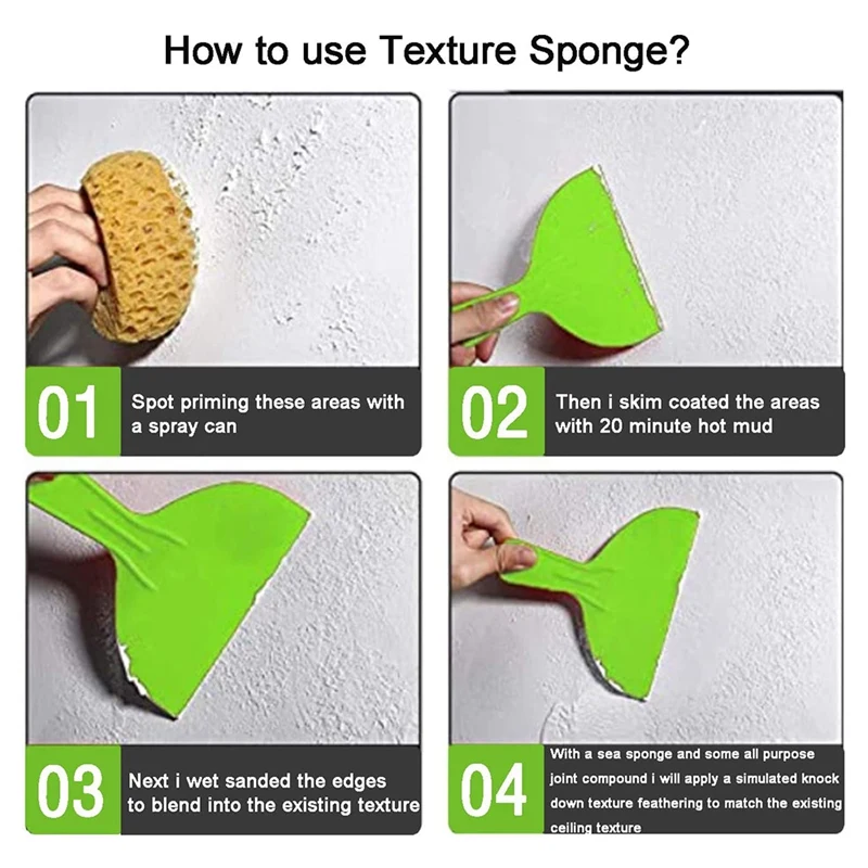 6PCS Knockdown Texture Sponge Drywall Texture Sponge Texture Patch Sponge For Texture Repair DIY Painting Ceiling