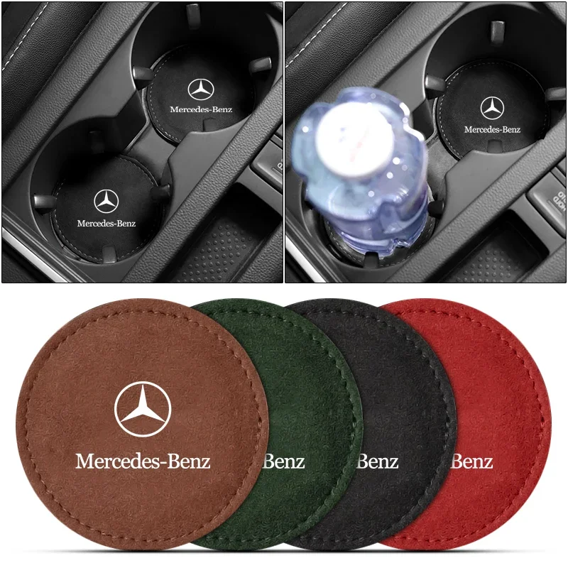 Car Logo Coaster Water Cup Seat Cushion Anti Slip Pad For Mercedes Benz AMG A B C E G R S CES CLA CLG CLK CLS Class EQC GLA GLB