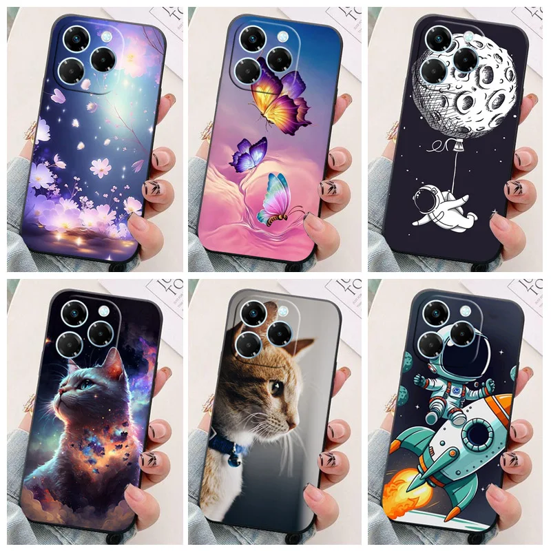 Case For infinix HOT 40i / 40 Pro / 40 Casing astronaut Cartoon Silicone Phone Case TPU Back Cover Shell Covers Protective Bags