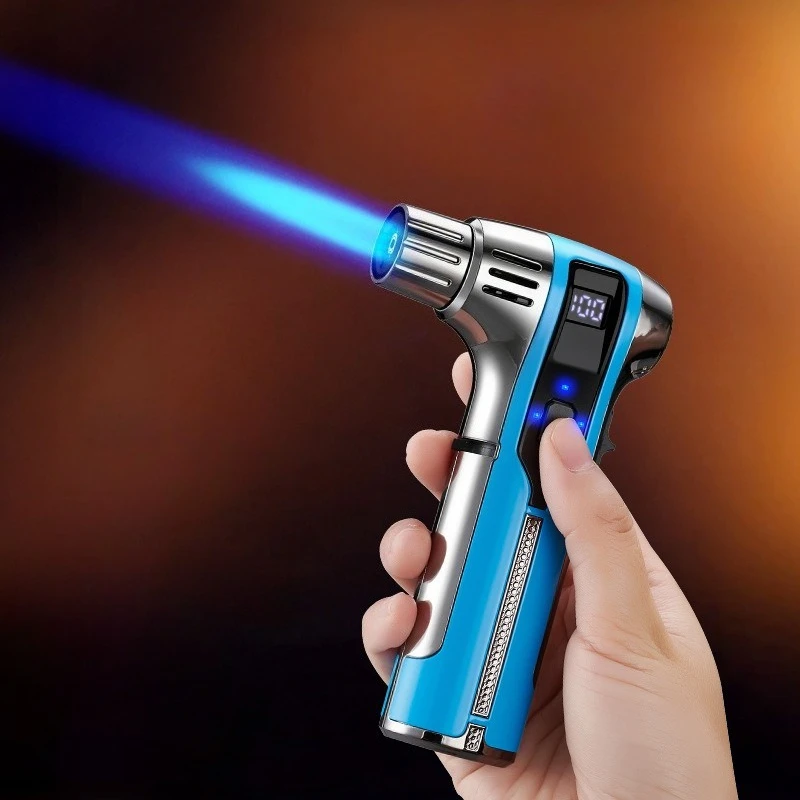 High Temperature Battery Level Display Handheld Welding Gun Windproof Gas Lighter Inflation Cigar Barbecue Kitchen Torch Igniter