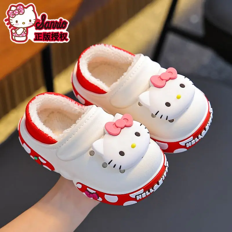 Kuromi بلدي ميلودي سانريو الشتاء حذاء للأطفال الاطفال الأسنان الفتيات فروي النعال حذاء داخلي الأحذية طفل فتاة الرضع الطفل المنزل
