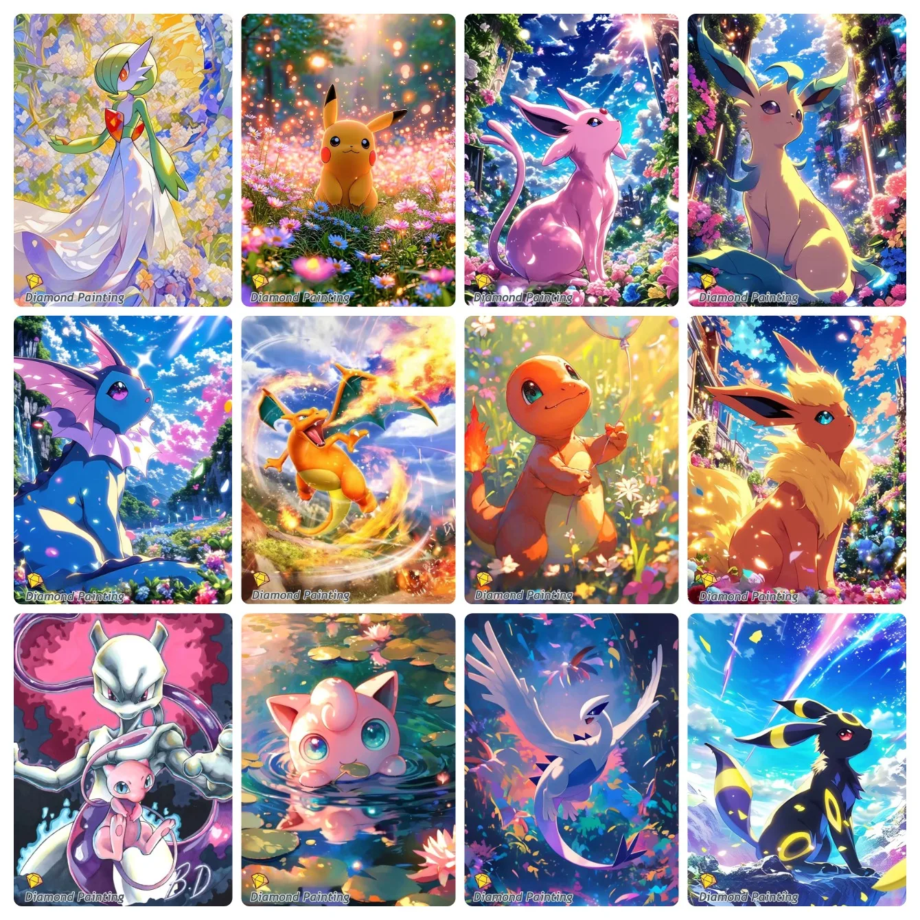 Resin Art Work - Diamantmalerei Pokemon Cartoon Niedlicher Pikachu Eevee
