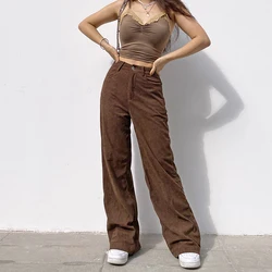 Women High Waist Wide Leg Pants Vintage Corduroy Baggy Trousers Brown Joggers Pants E Girl 90s Aesthetic Girl Sweatpants