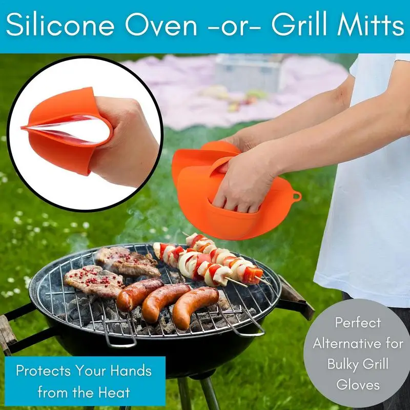 Manoplas para horno, manoplas portátiles resistentes al calor para parrilla, guantes de silicona para horno, guantes reutilizables para asar, guantes de cocina para olla caliente